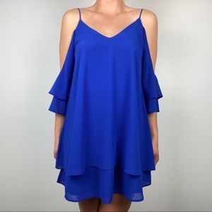 Caramela Royal Blue Off The Shoulder Tiered Dress